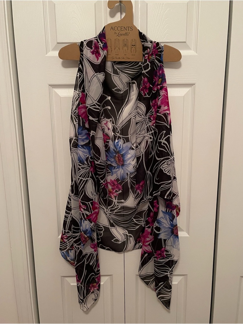 Accents by Lavello Floral Sheer Vest Scarf Wrap Multi-Color